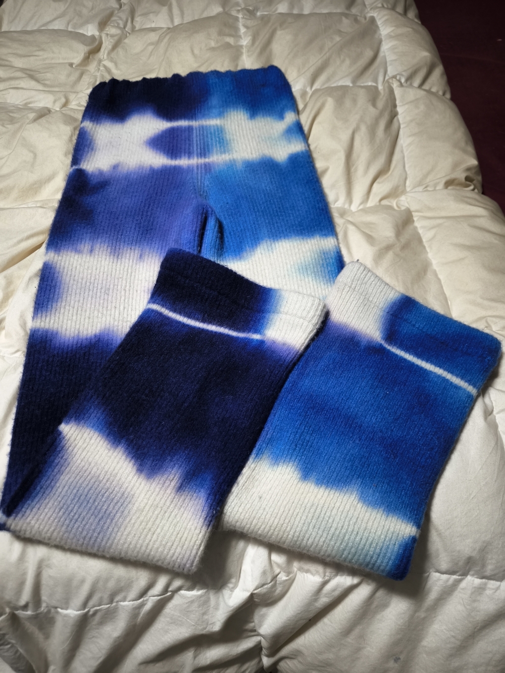 The Elder Statesman Blue & White Tie-Dye Wide Leg Pants